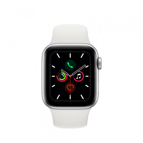 Apple Watch Series 5 GPS + Cellular 40mm Silver Alum Case White Sport Band - S/M & M/L 7