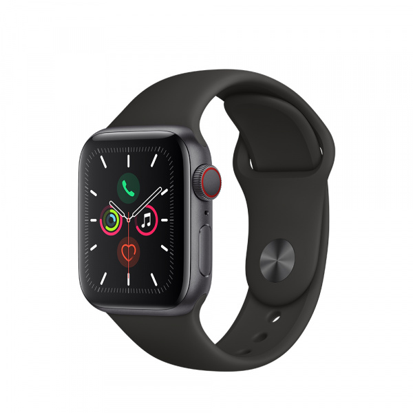 Apple Watch Series 5 GPS + Cellular 40mm Space Grey Alum Case Black Sport Band - S/M & M/L 6