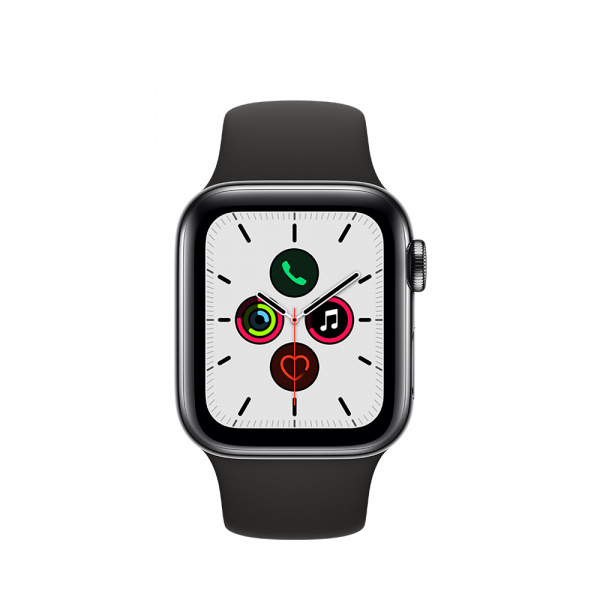 Apple Watch Series 5 GPS + Cellular 40mm Space Black S. Steel Case Black Sport Band - S/M & M/L  1