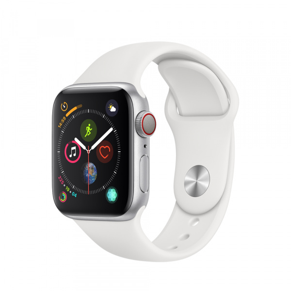 Apple Watch Series 4 GPS + Cellular 40mm Silver Alum Case White Sport Band (EOL)  0