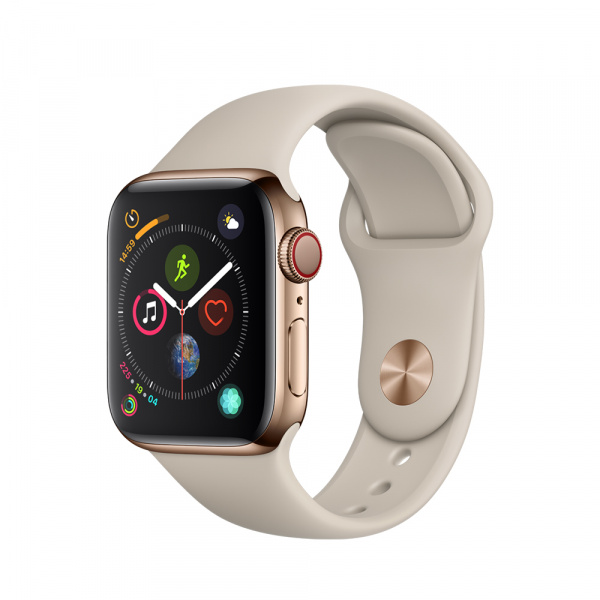 Apple Watch Series 4 GPS + Cellular 40mm Gold S. Steel Case Stone Sport Band (EOL)  0